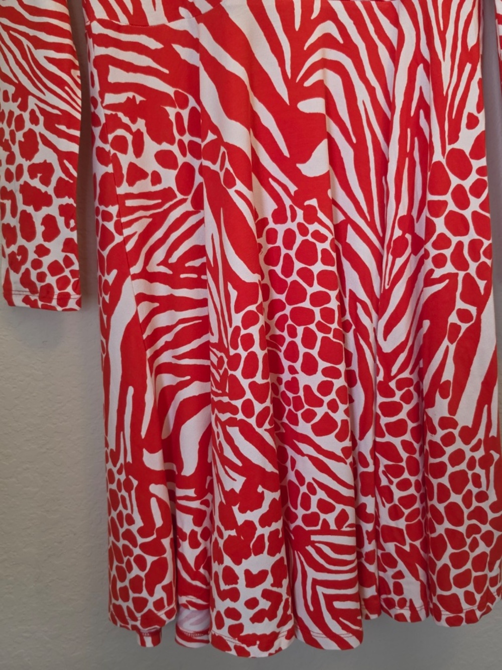 Karen Millen Dress Womens UK12 Red Animal Print Wrap Dress V-Neck Jersey - Picture 6 of 9